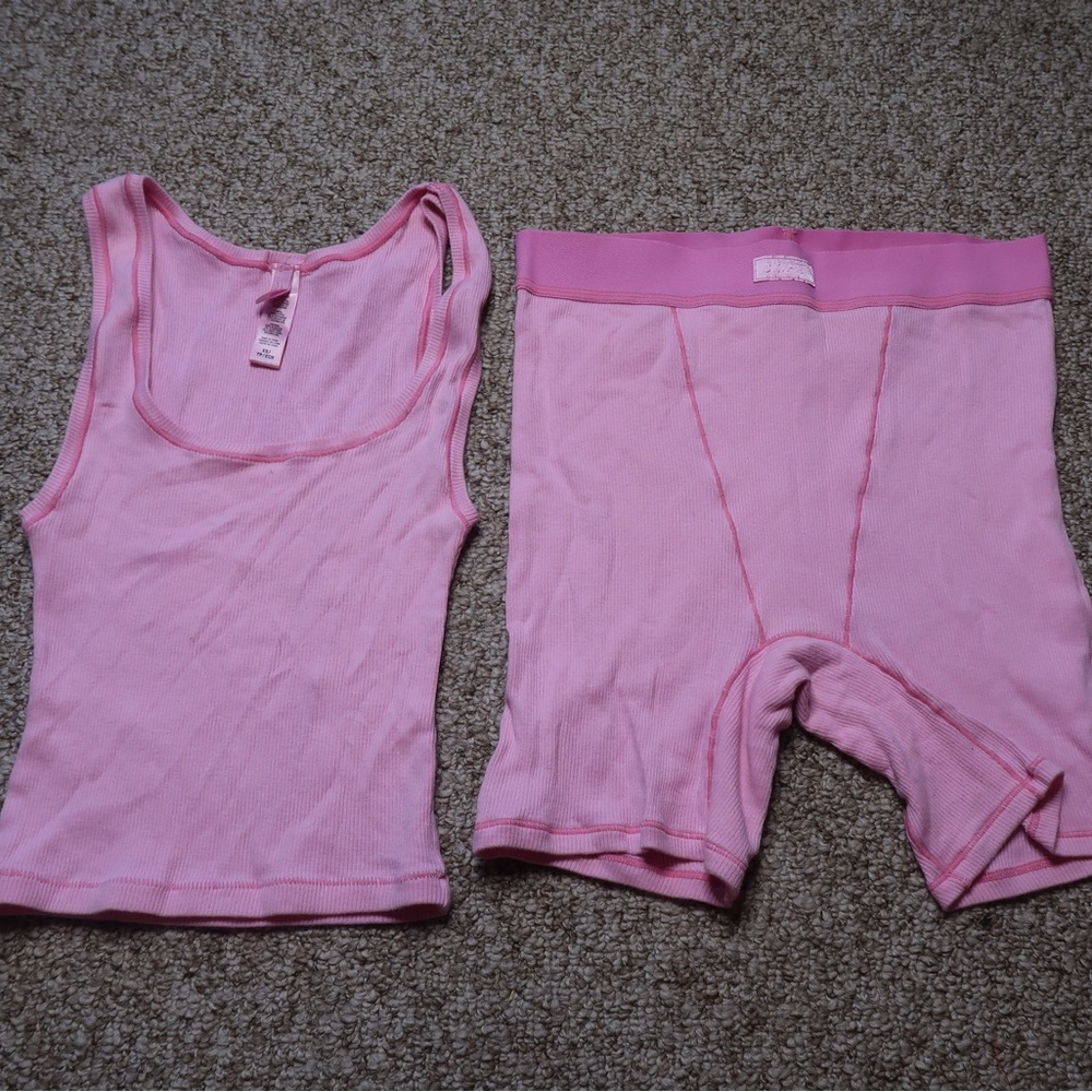 Bubblegum pink skims short set